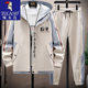 Woodpecker hooded jacket suit men's autumn and winter fashionable versatile loose jacket sports and leisure two-piece set