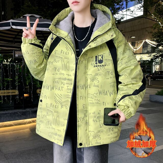 Woodpecker winter coat male students velvet warm cotton-padded jacket animal year big red trendy brand fashionable padded clothes