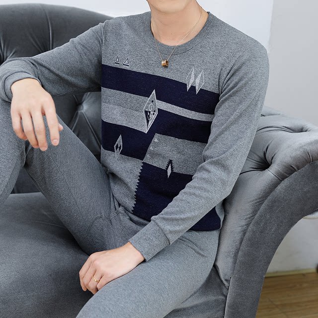 Woodpecker Thermal Underwear Men's Pure Cotton Autumn Clothes and Autumn Pants Set Autumn and Winter Middle-aged Thin Cotton Bottoming Cotton Sweater