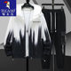 Woodpecker autumn and winter hooded jacket men's loose gradient color trendy jacket men's suit with a set of clothes