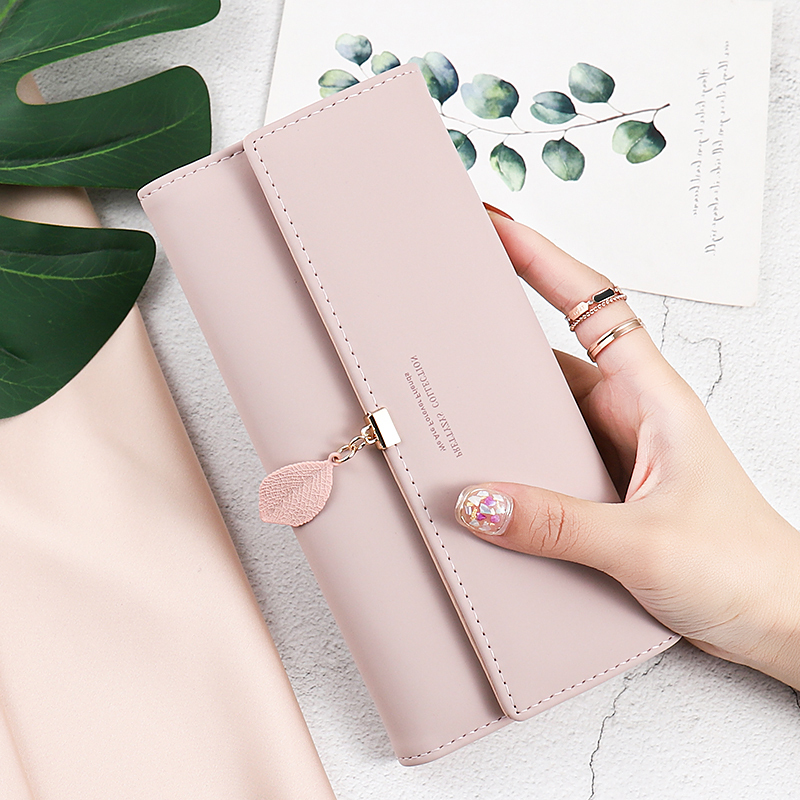 Long Wallet for Women 2026 New Leaf-Pattern Folding Card Holder, High-Value, Money-Attracting, Large-Capacity Cash Clutch Long Wallet