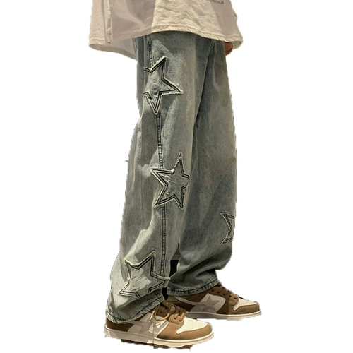 Осенние джинсы, штаны, в американском стиле, свободный прямой крой