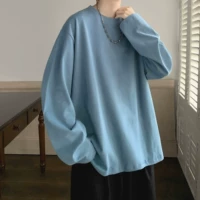 Синий хлопковый лонгслив