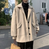 Цветное мужское демисезонное зимнее шерстяное пальто, трендовая удерживающая тепло куртка для отдыха, изысканный стиль, в корейском стиле