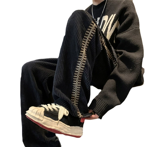 Tide, вельветовые демисезонные утепленные штаны для отдыха, свободный прямой крой