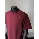 Хлопковая спортивная базовая приятная телу футболка с коротким рукавом, с вышивкой, свободный крой