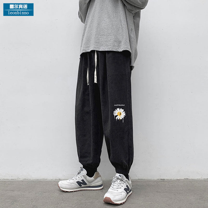 Pants Men's Han version Trend ins Spring and Autumn Garching Chater Sports pants big size loose 100 lap Bunch Foot Casual Pants Man