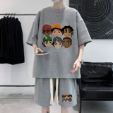 Летний ретро комплект, шорты в стиле хип-хоп, в американском стиле, короткий рукав