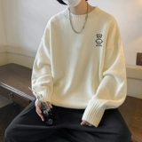 Демисезонный свитер, трикотажные джинсы с начесом, куртка, с медвежатами, высокий воротник, оверсайз