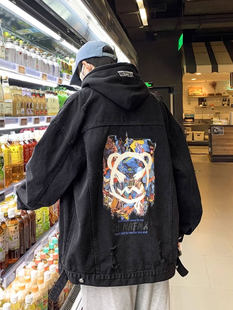 Ковбой пальто мужской весенний и осенний сезон. новый красивый любители ретро случайный высокая улица куртка американский прилив бренд механическая обработка куртка