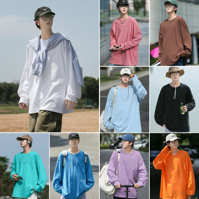 Morandi Long-Sleeve T-Shirt for Men, Spring and Summer, Simple and Cool Style, Men's Clothing with a High-End Feel, Small Neckline, Oversized Base Shirt Morandi Long-Sleeve T-Shirt for Men, Spring and Summer, Simple and Cool Style, Men's Clothing with a High-End Feel, Small Neckline, Oversized Base Shirt