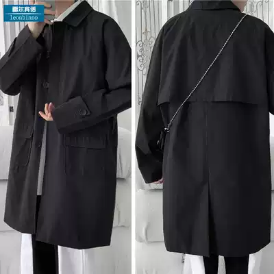 Loose large size medium and long version trench coat men Spring and Autumn Korean version of the trend Joker jacket simple casual vintage coat