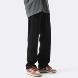 Черные джинсы, прямые свободные джинсы, повседневные брюки, демисезонные штаны, свободный прямой крой