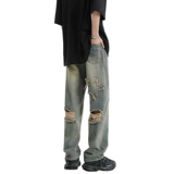 Летние тонкие ретро джинсы, штаны, в американском стиле, свободный прямой крой