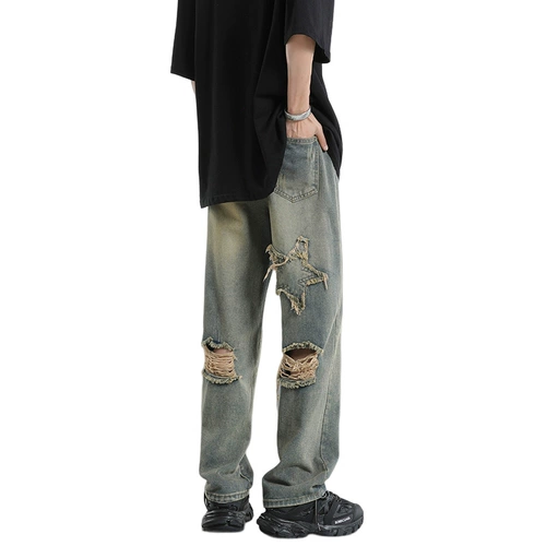 Летние тонкие ретро джинсы, штаны, в американском стиле, свободный прямой крой