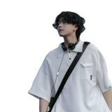 Японская футболка polo, дизайнерская рубашка для отдыха для влюбленных, оверсайз, тренд сезона, короткий рукав