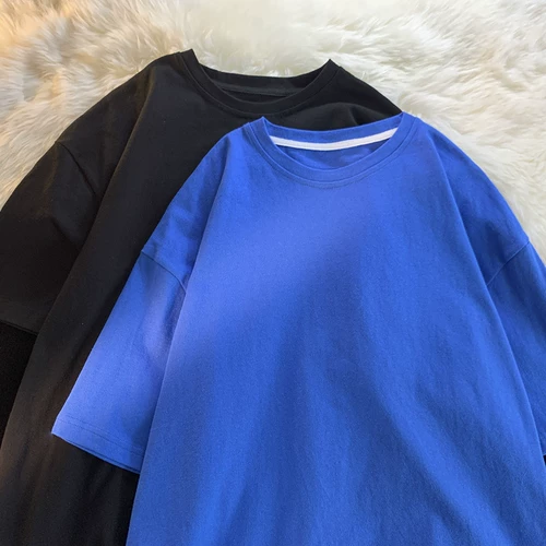 Белая спортивная брендовая однотонная трендовая футболка с коротким рукавом для влюбленных, оверсайз