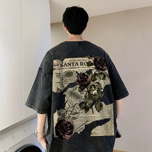 Летняя ретро футболка для отдыха, короткий рукав, в американском стиле, большой размер