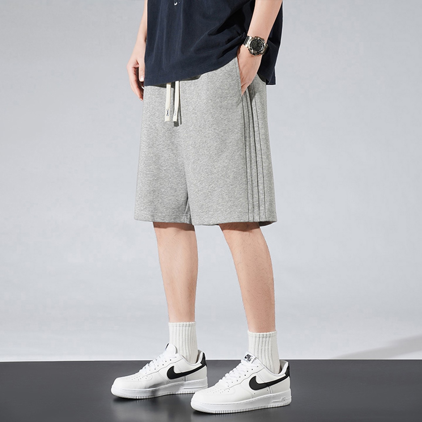 Аутлет-хлопчатобумажные шорты мужские, лето 2025, новые свободные брюки большого размера с пятью точками, повседневные спортивные брюки для мужчин