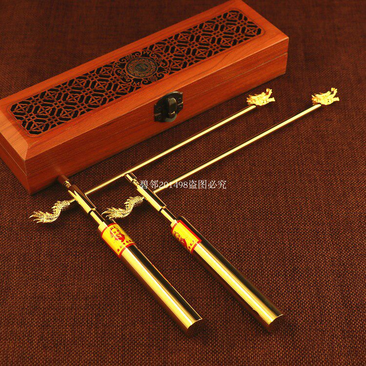 Folding pure copper dragon search ruler probe rod Gold-plated faucet Professional Feng Shui compass Dragon search point