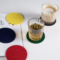  Yiming Nordic retro ins wind round heat insulation coffee felt coaster solid color absorbent anti-scalding household teapot mat