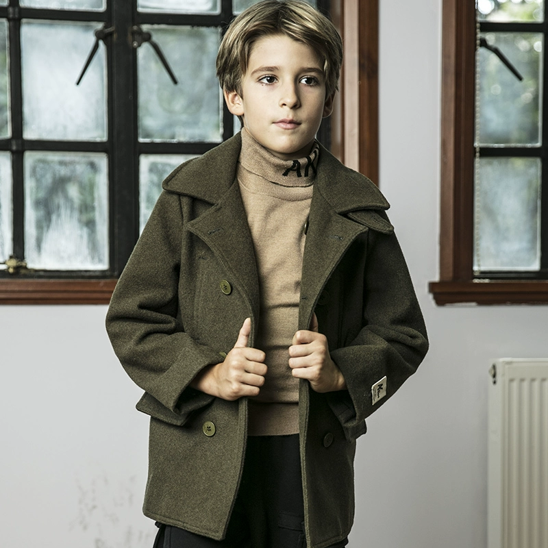 AK quần áo trẻ em 2017 mùa thu và mùa đông mới của trẻ em ngắn chống gió hai ngực áo khoác len quân đội áo khoác len - Áo len