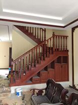 Evergrande Jinbi Villa Staircase Installation Real-life Solid Wood Internet Celebrity Stair Guardrail Customized Solid Wood Handrail Staircase Customized