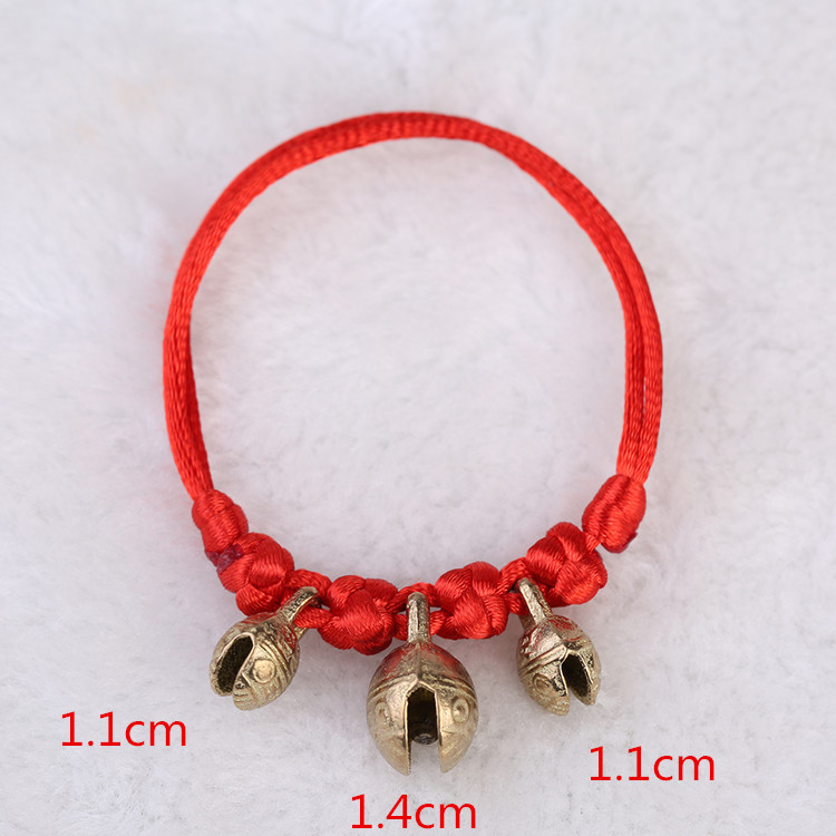 Kích thước có thể điều chỉnh lớn tiger head chuông đồng red rope bracelet vòng chân bé bé toddler chuông