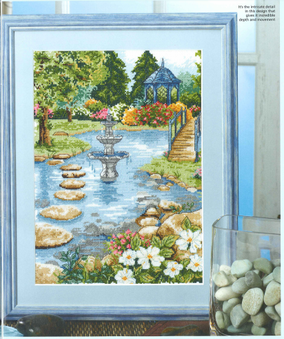 Cross Stitch Electronic Drawing redraw file Cross Stitch Gold 73 Landscape-Water Garden