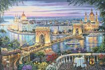 Cross-stitch electronic drawing redrawing file 119 Volga River night scene Evening city by Ivolga