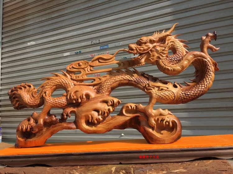 Wooden root carving dragon ornaments Solid wood carving Zodiac Dragon Feng Shui Mahogany Shengshi Tenglong Wooden Chinese dragon