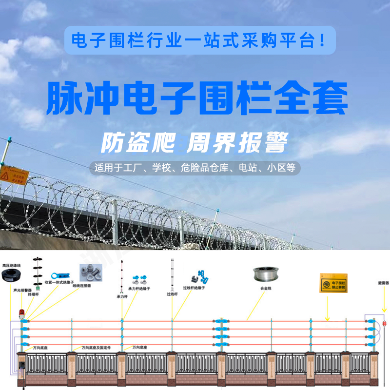 High voltage pulse electronic fence system Full set of pulse fence host wall anti-theft climb grid alarm host