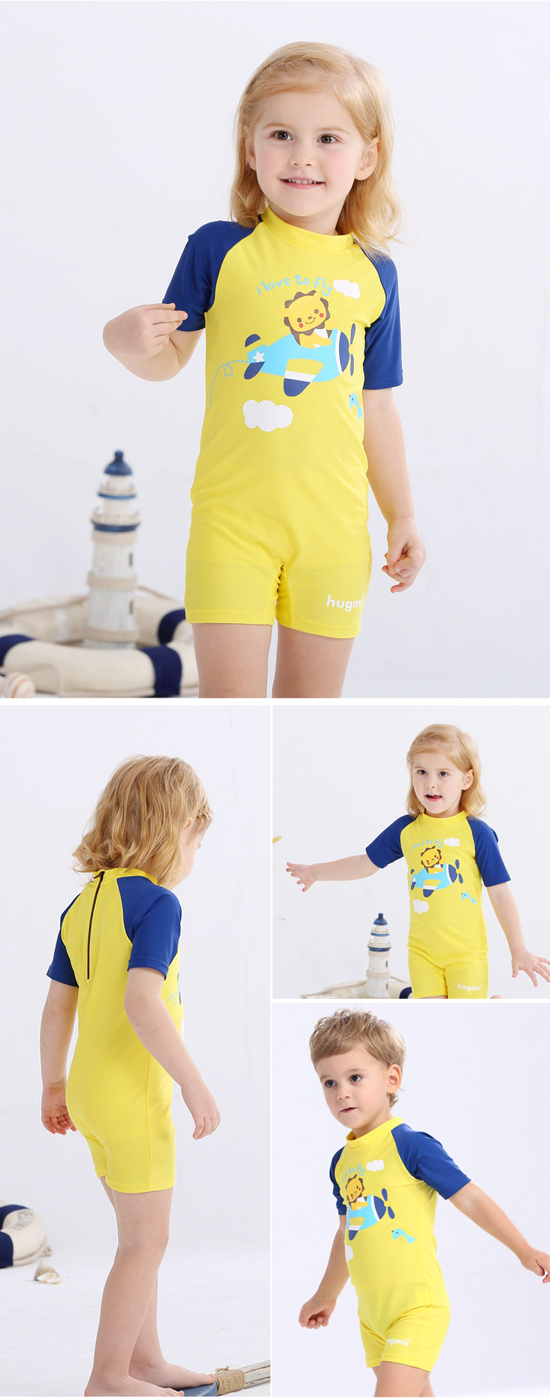 Áo tắm trẻ em một mảnh của Hugmii áo tắm cho bé trai và bé gái - Bộ đồ bơi của Kid đồ bơi be gái 8 tuổi