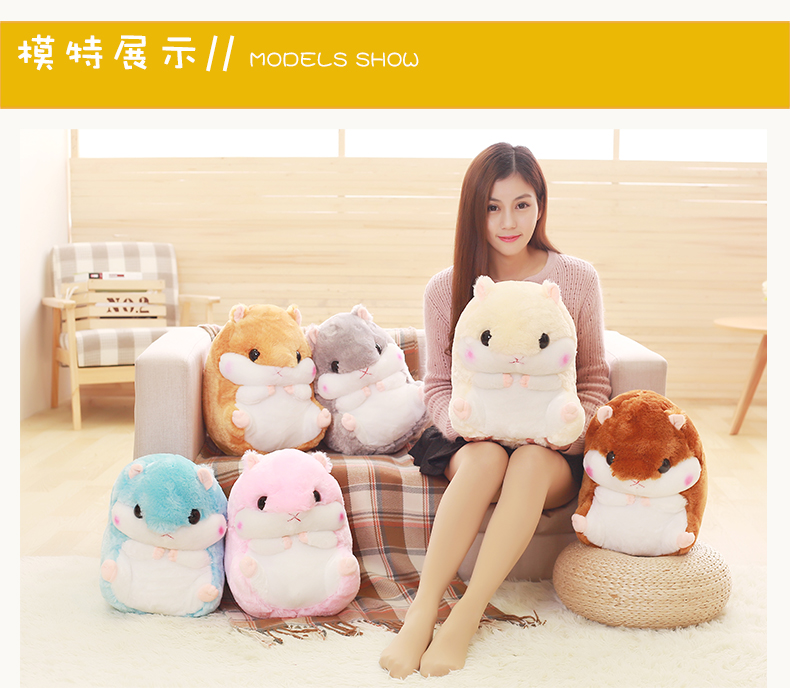 Winter Hamster Gối Chăn Sử dụng kép Nữ Nap Gối nhỏ Xe Mùa đông Ấm tay San Hô Lông cừu Chăn Ba trong một gối tựa lưng văn phòng cao su non