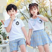 Kindergarten Garden clothes Summer clothes Inn navy Wind Primary school uniforms Summer Graduation photos Short sleeves pure cotton Children class clothes