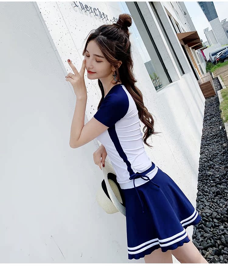 Áo tắm nữ dễ thương Nhật Bản 2019 mới xuân nóng bảo thủ sinh viên nhỏ tươi Hàn Quốc áo tắm nhỏ ngực nhỏ - Bộ đồ bơi hai mảnh bikini 2 mảnh màu đỏ
