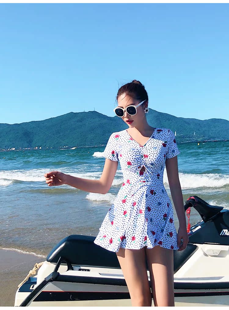 Bộ đồ bơi nữ che bụng Agliondy mỏng manh bảo thủ Hàn Quốc 2019 mới cổ tích fan hâm mộ váy bơi một mảnh - Bộ đồ bơi One Piece đồ bơi 1 mảnh tay dài
