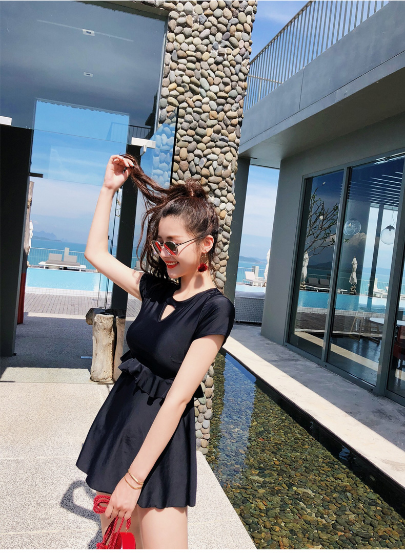 Chia áo tắm nữ 2018 mới phần lưới đỏ bảo thủ hai mảnh che bụng giảm béo cỡ lớn mm bơi suối nước nóng 	áo bơi 2 mảnh