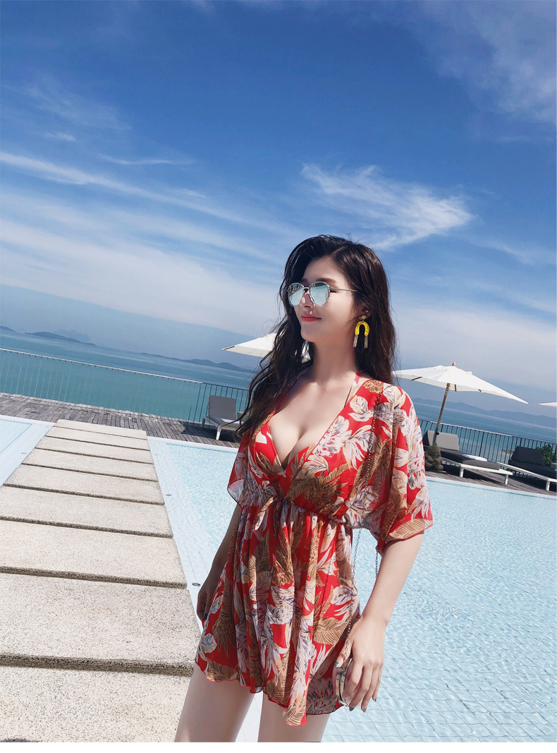Áo tắm nữ bảo thủ ba mảnh kích thước lớn chất béo mm nóng bỏng phần nóng bỏng che bụng thon gọn ngực nhỏ tụ tập eo cao bikini - Bộ đồ bơi One Piece đồ bơi liền thân bé gái