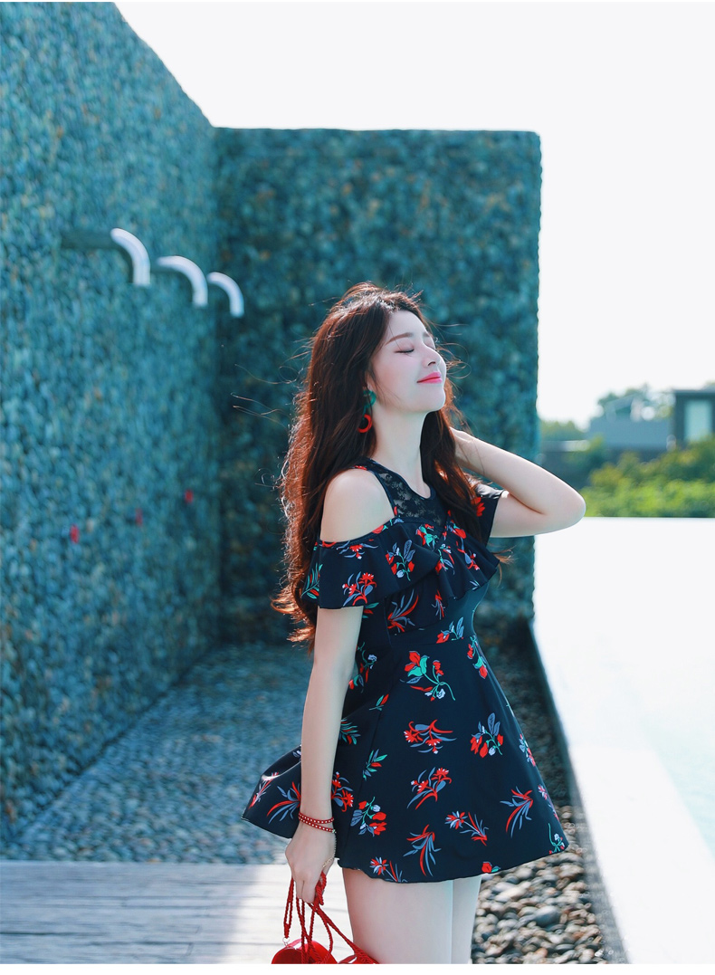 Áo tắm nữ 2018 mới rộng cỡ lớn chất béo mm bảo thủ 200 pounds mỏng che thịt áo tắm suối nước nóng - Bộ đồ bơi hai mảnh đồ bơi 2 mảnh dạng váy