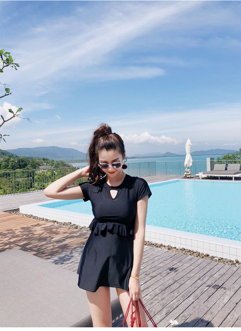 Chia áo tắm nữ 2018 mới phần lưới đỏ bảo thủ hai mảnh che bụng giảm béo cỡ lớn mm bơi suối nước nóng 	áo bơi 2 mảnh