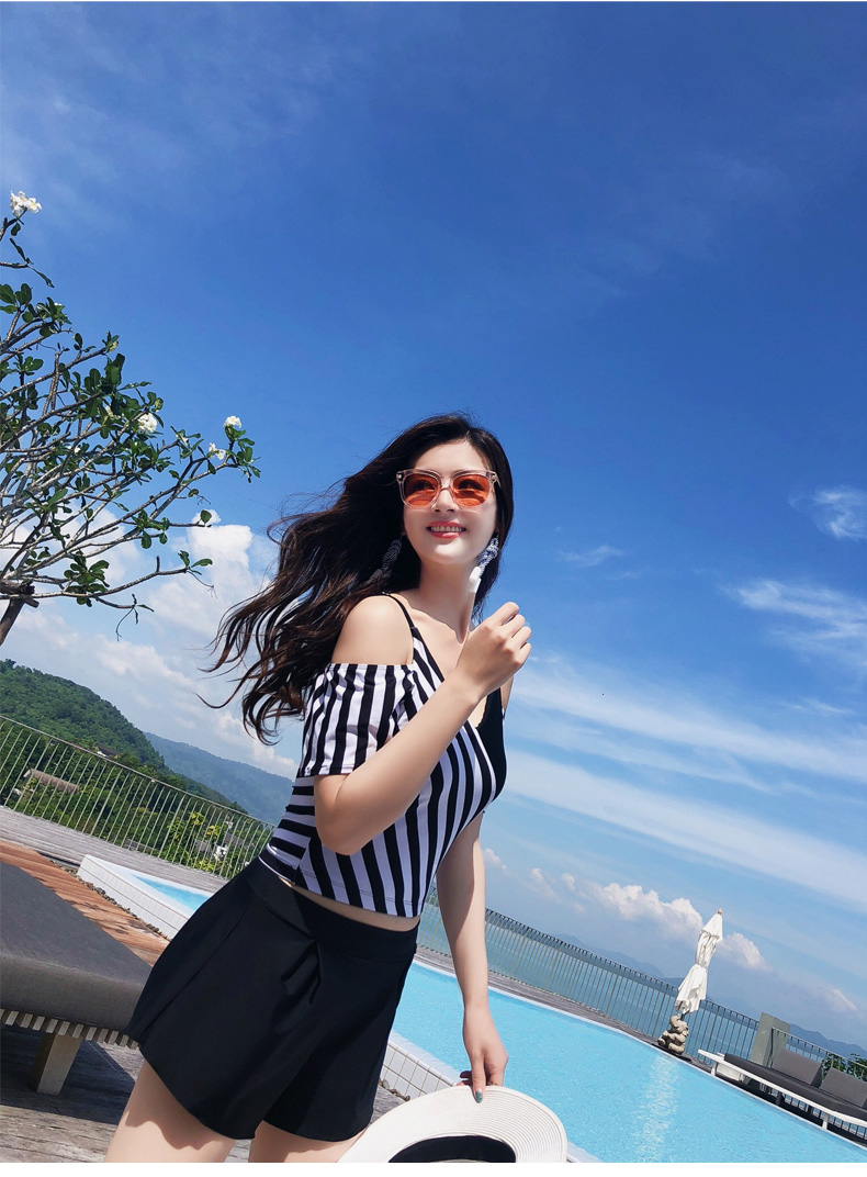 Áo tắm nữ chia đôi bảo thủ hai mảnh kích thước lớn chất béo mm bảo thủ che bụng thon gọn gợi cảm nóng bỏng che chở mẹ bơi - Bộ đồ bơi hai mảnh bikini 2 mảnh