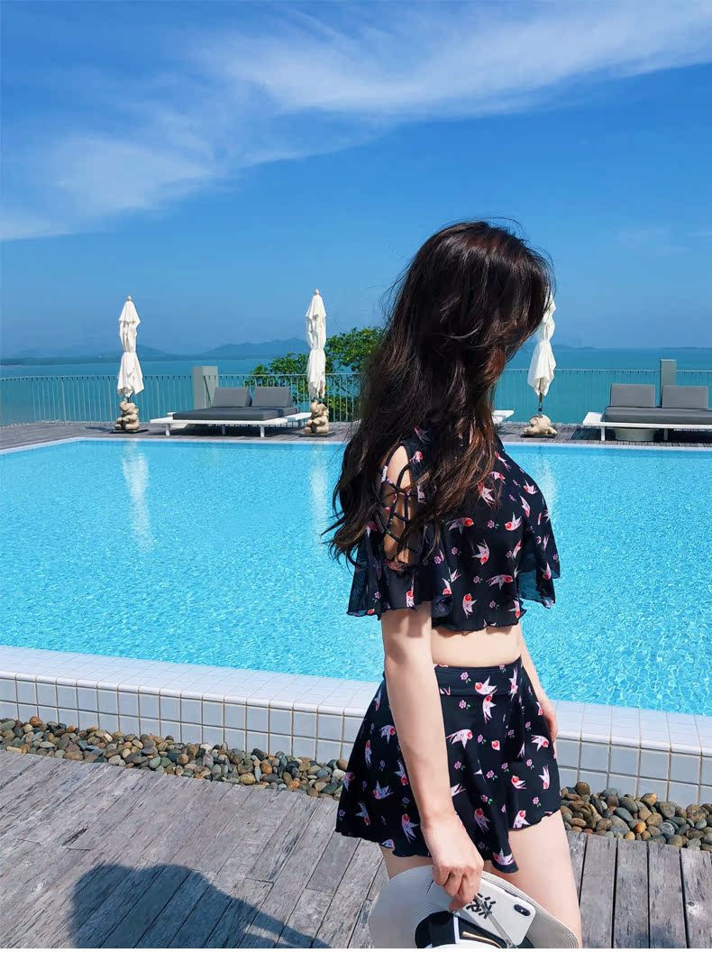 Áo tắm cỡ lớn nữ 200 cân bọc thịt bảo thủ bảo thủ che bụng giảm béo mm sinh viên gợi cảm bơi nhỏ tươi - Bộ đồ bơi hai mảnh 	áo tắm 2 mảnh cho bé gái	