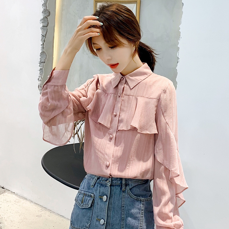 Korean pink shirt woman in autumn and winter thickness 2020 new design sensation of the fairy temperament coat