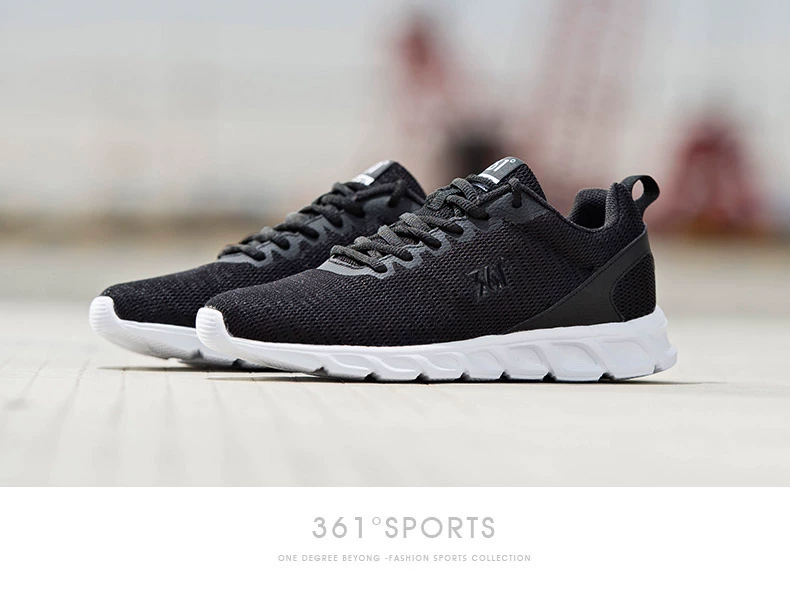 [Giải phóng mặt bằng thương hiệu] Giày nữ 361 độ giày chạy bộ thoáng khí nhẹ mùa xuân mới lưới màu đen giày thể thao nữ - Giày chạy bộ