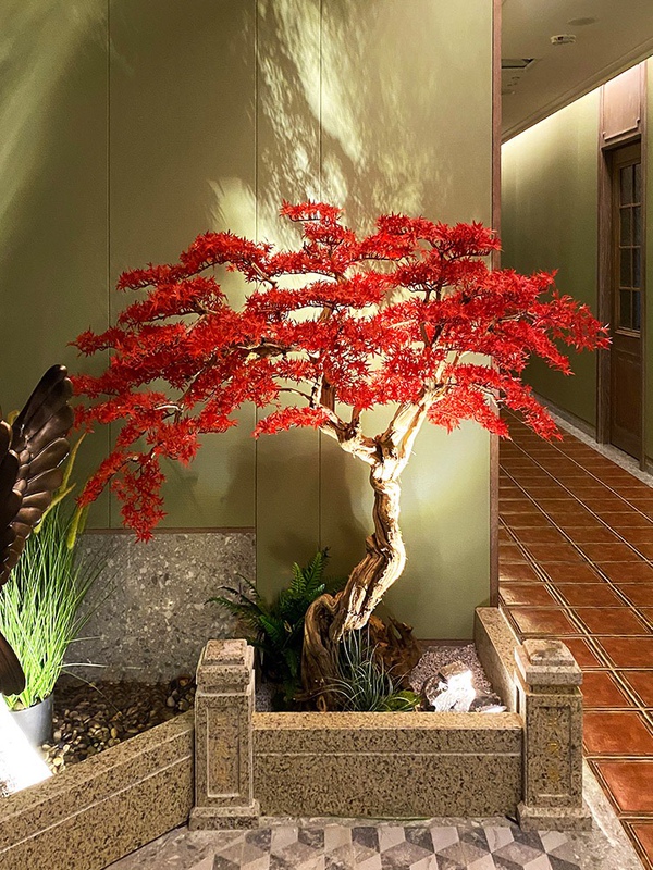 Indoor Landscaping Green Plants, Artificial Tree Ornaments, Simulated Maple Tree, Red Maple Style Tree Bonsai, Dry Landscape Bonsai, Free Shipping