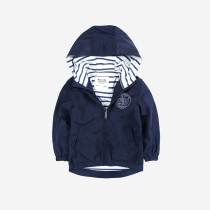 Childrens autumn clothes 2021 new boy Lianhood Kick-shirt windproof jacket CUHK boy boy even hat jacket kshirt