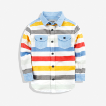 Child Shirt Boy Shirt Boy Long Sleeve Striped Shirt Pure Cotton Flipped Blouse Large Boy Boy Striped Shirt