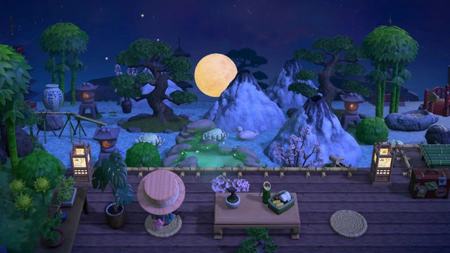 328 Animal Crossing 2.0 Furniture Set Animal Crossing Friendship Outdoor Design Landscape Moon Viewing Mountain View Terrace Material