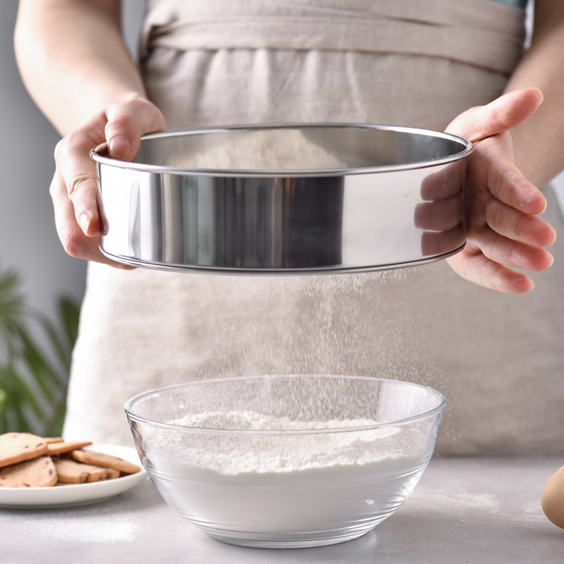 Ultrafine flour screen filter screen sieves handheld stainless steel rofaced semiautomatic egg liquid sugar powder baking tool Home